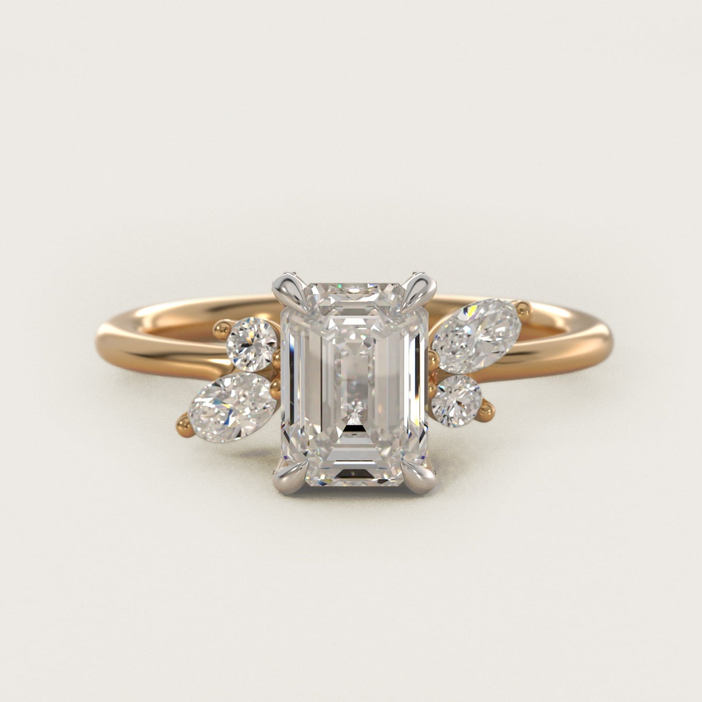 Marquise Diamond Accents Side Stone Engagement Ring With PavŽ Basket In 18k Yellow Gold By James Allen - Emerald Center