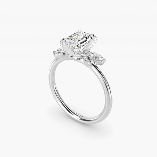 Marquise Diamond Accents Side Stone Engagement Ring With PavŽ Basket In Platinum By James Allen - Emerald Center