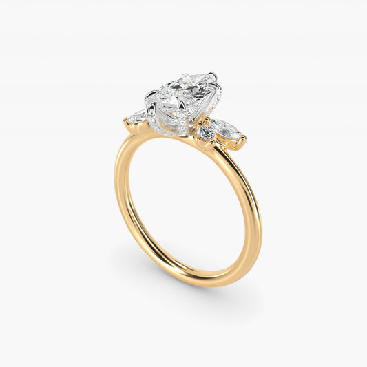 Marquise Diamond Accents Side Stone Engagement Ring With PavŽ Basket In 18k Yellow Gold By James Allen - Marquise Center