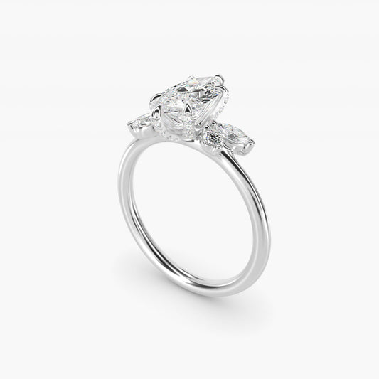 Marquise Diamond Accents Side Stone Engagement Ring With PavŽ Basket In Platinum By James Allen - Marquise Center