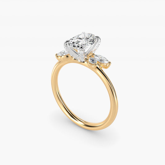 Marquise Diamond Accents Side Stone Engagement Ring With PavŽ Basket In 18k Yellow Gold By James Allen - Oval Center