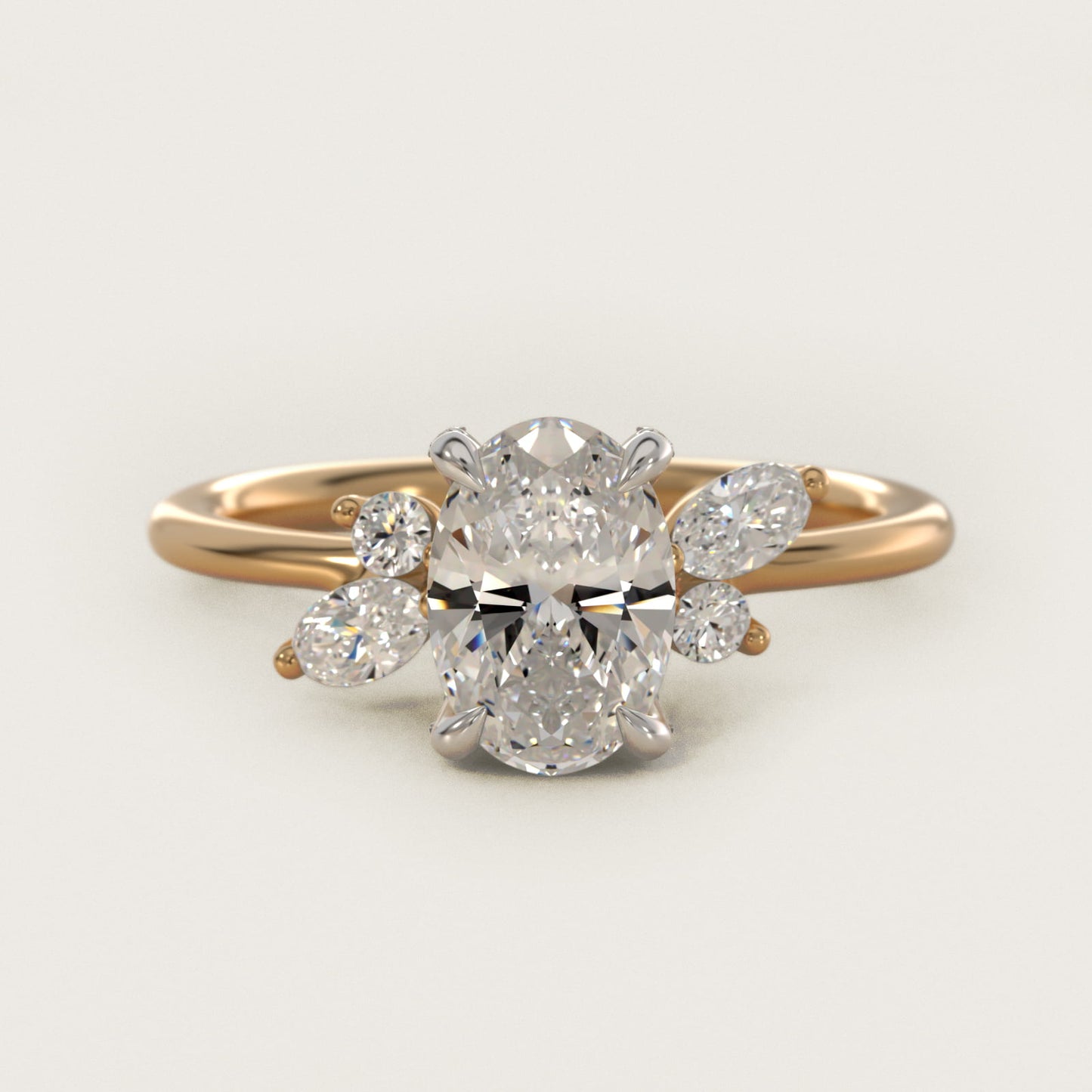 Marquise Diamond Accents Side Stone Engagement Ring With PavŽ Basket In 18k Yellow Gold By James Allen - Oval Center