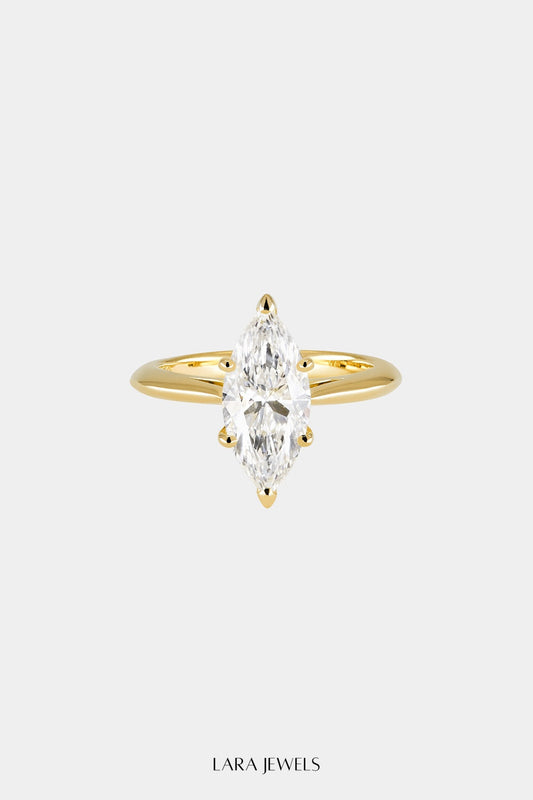 Marquise Diamond Ring 18K Gold - Front view