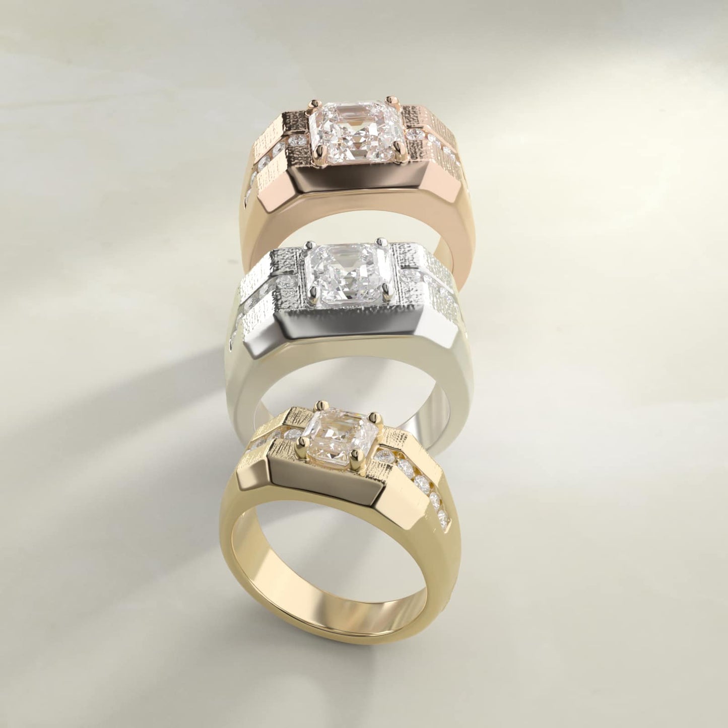 Men's Brushed Finish Diamond Channel Engagement Ring in 14k Rose Gold (1/4 ct. tw.) - Asscher Center