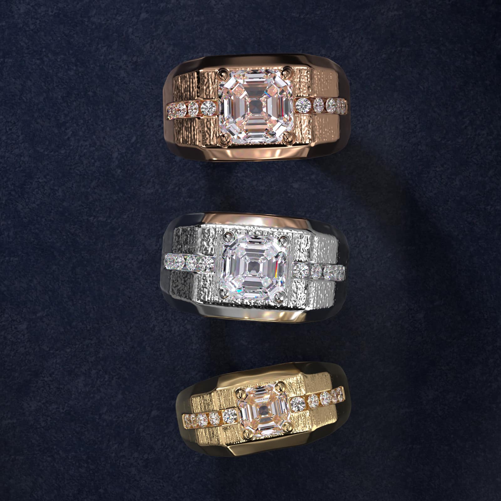 Men's Brushed Finish Diamond Channel Engagement Ring in Platinum (1/4 ct. tw.) - Asscher Center