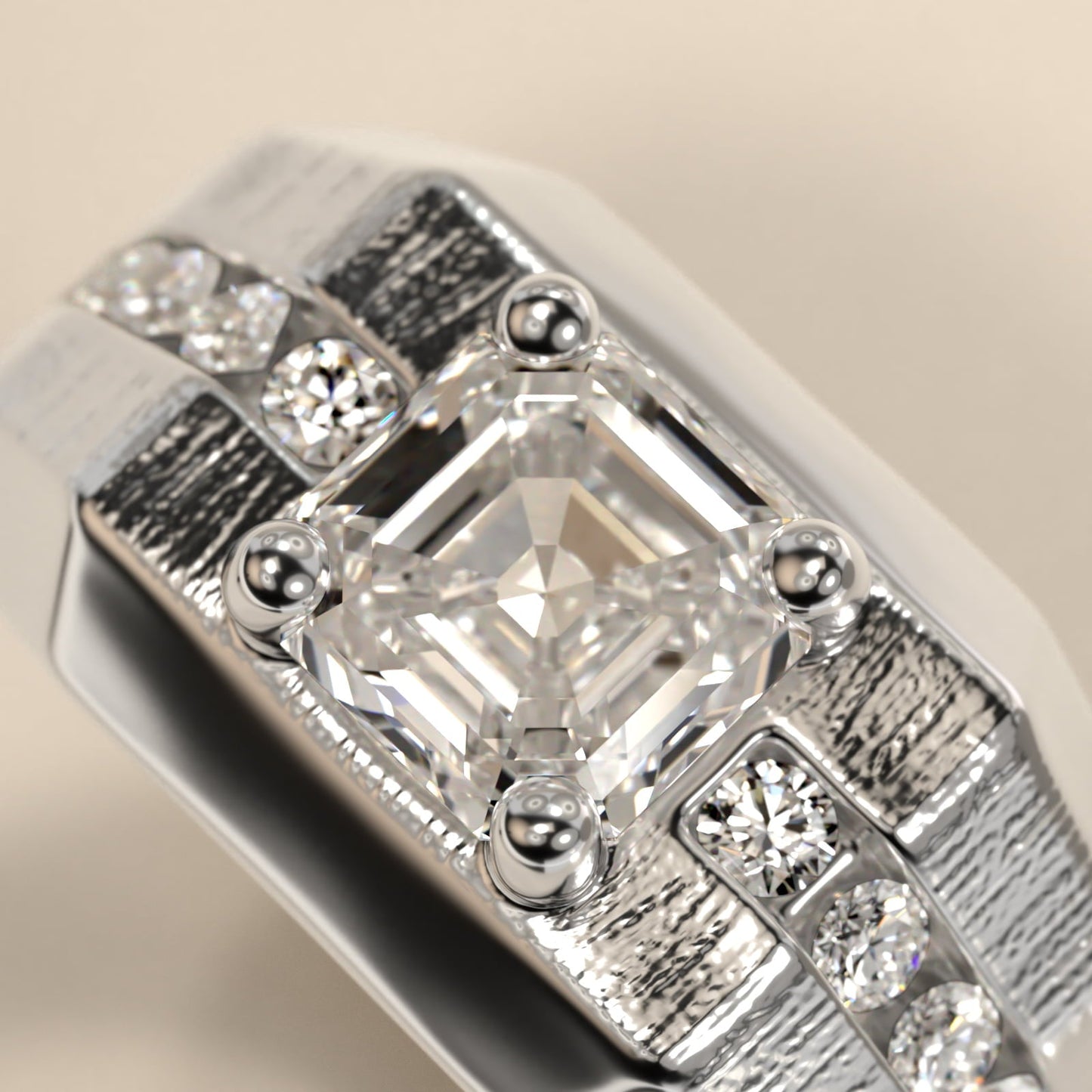 Men's Brushed Finish Diamond Channel Engagement Ring in Platinum (1/4 ct. tw.) - Asscher Center
