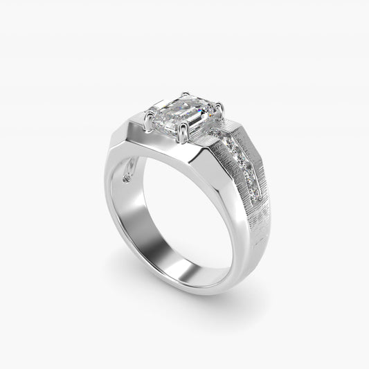 Men's Brushed Finish Diamond Channel Engagement Ring in 14k White Gold (1/4 ct. tw.) - Emerald Center