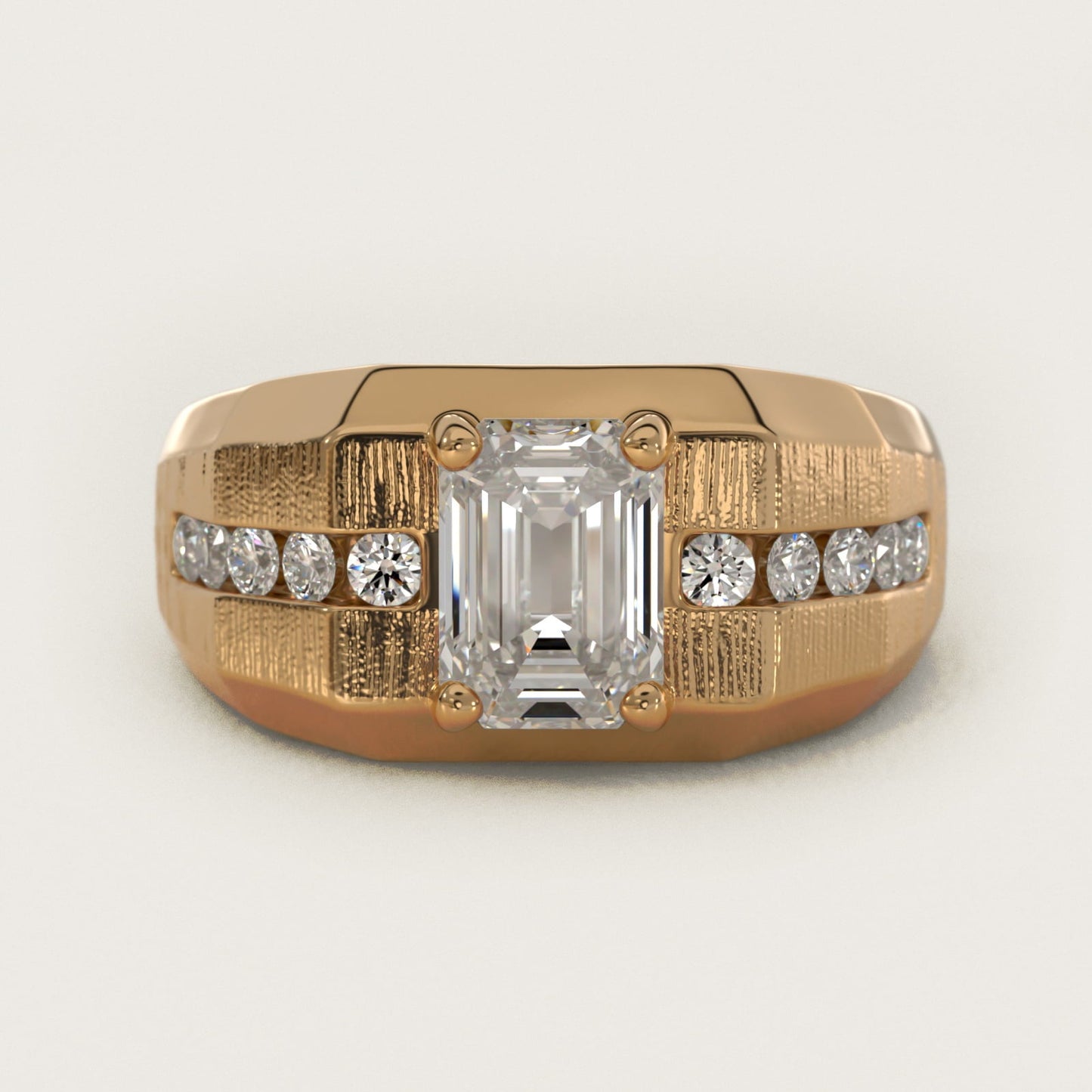 Men's Brushed Finish Diamond Channel Engagement Ring in 18k Yellow Gold (1/4 ct. tw.) - Emerald Center