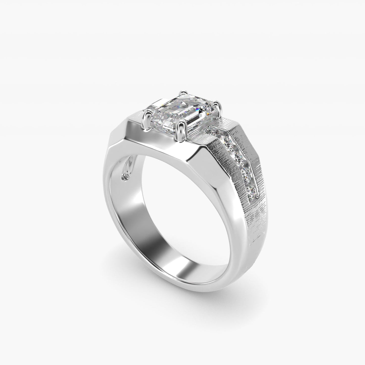 Men's Brushed Finish Diamond Channel Engagement Ring in Platinum (1/4 ct. tw.) - Emerald Center