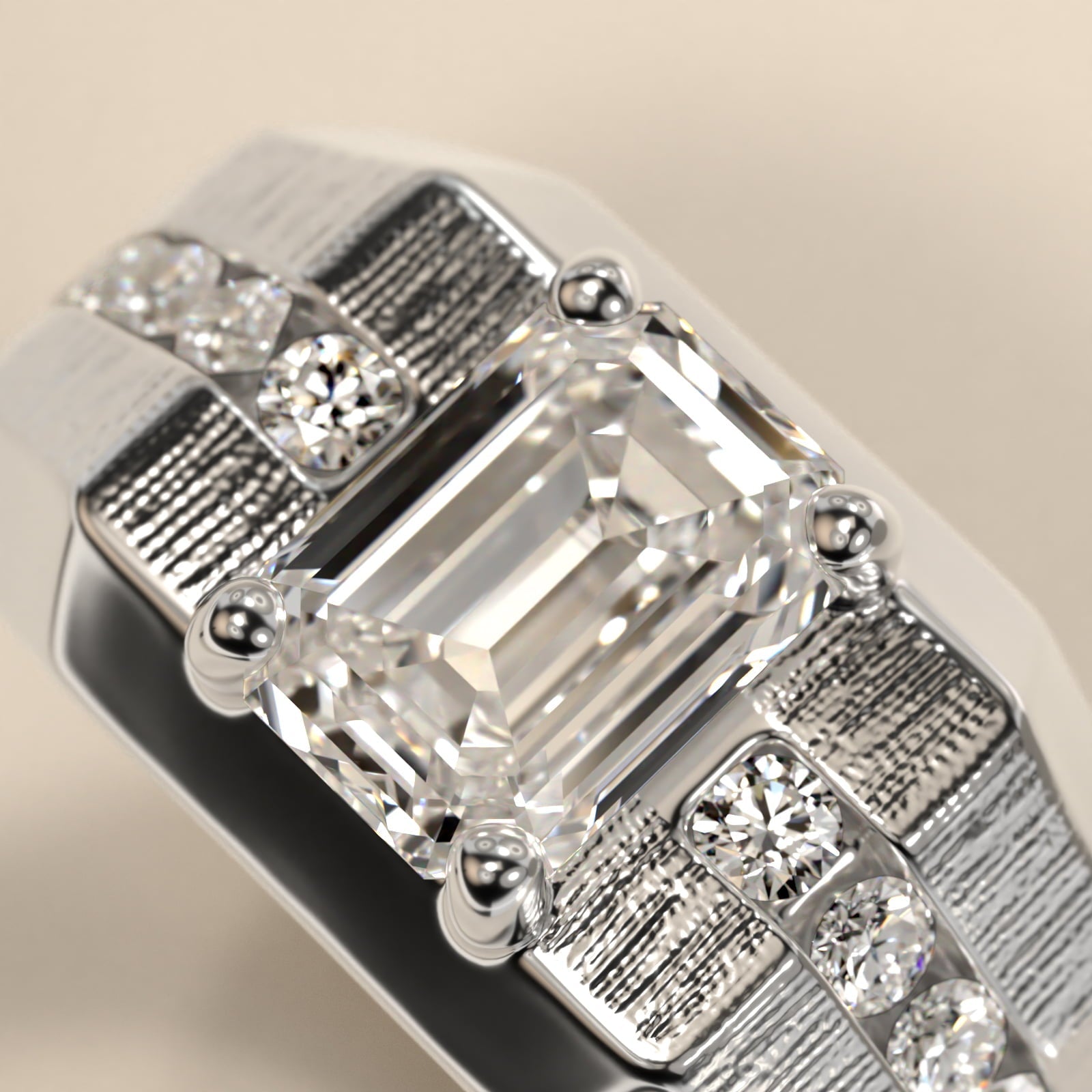 Men's Brushed Finish Diamond Channel Engagement Ring in Platinum (1/4 ct. tw.) - Emerald Center