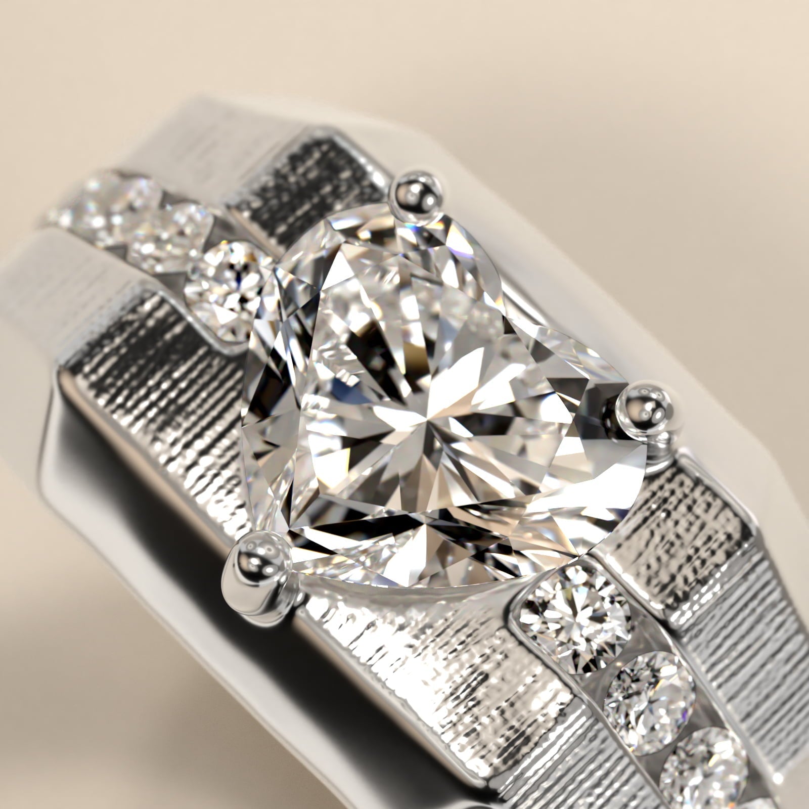 Men's Brushed Finish Diamond Channel Engagement Ring in Platinum (1/4 ct. tw.) - Heart Center