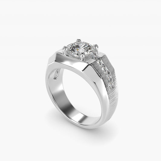 Men's Brushed Finish Diamond Channel Engagement Ring in Platinum (1/4 ct. tw.) - Round Center