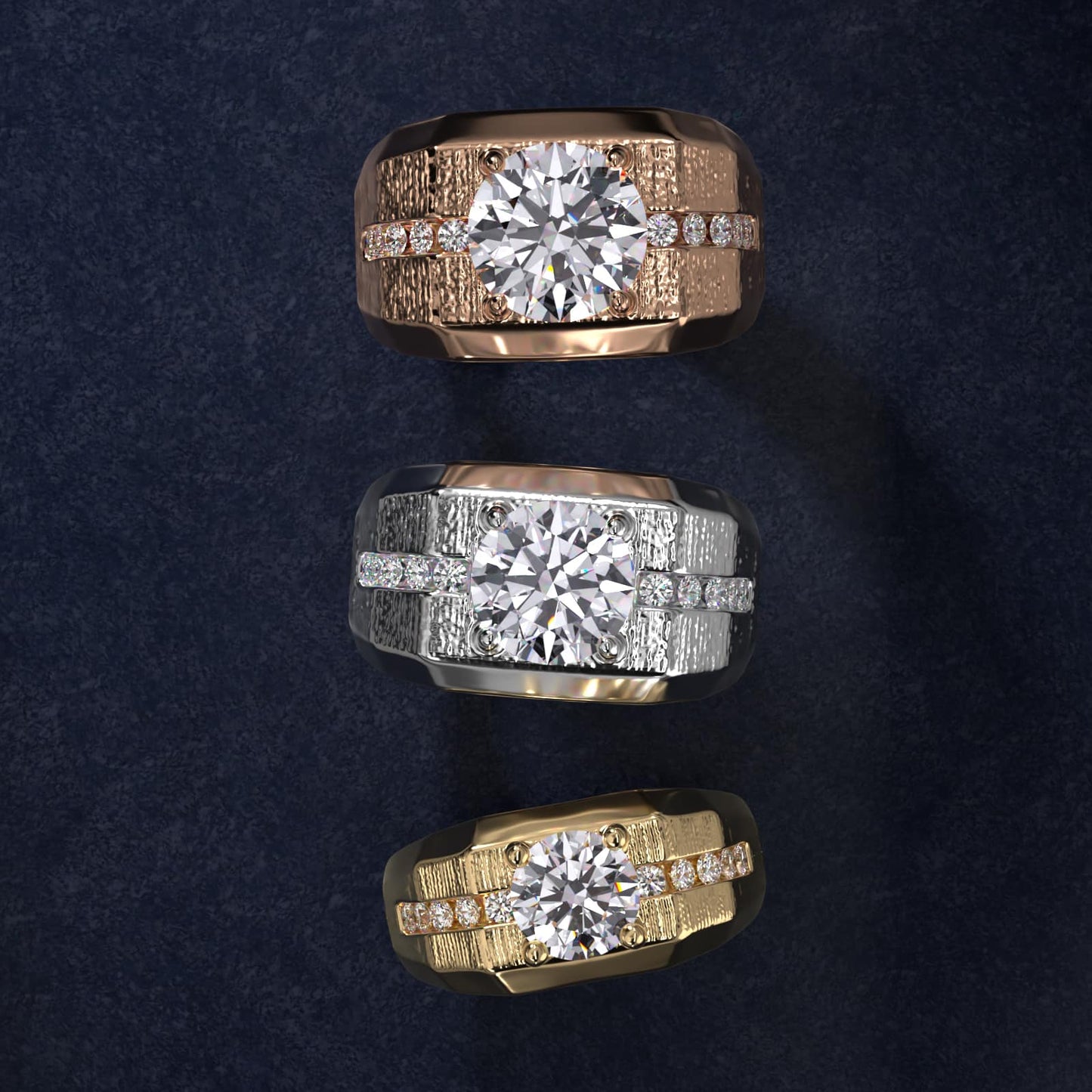 Men's Brushed Finish Diamond Channel Engagement Ring in Platinum (1/4 ct. tw.) - Round Center