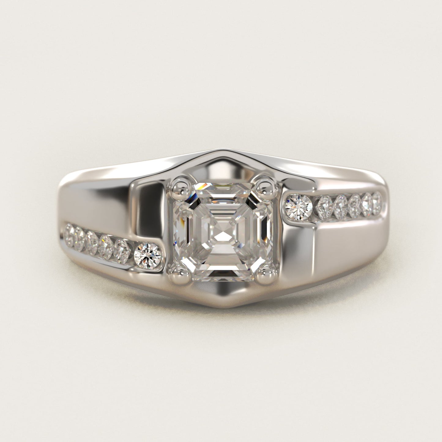 Men's Bypass Channel Diamond Engagement Ring in 14k White Gold (1/4 ct. tw.) - Asscher Center