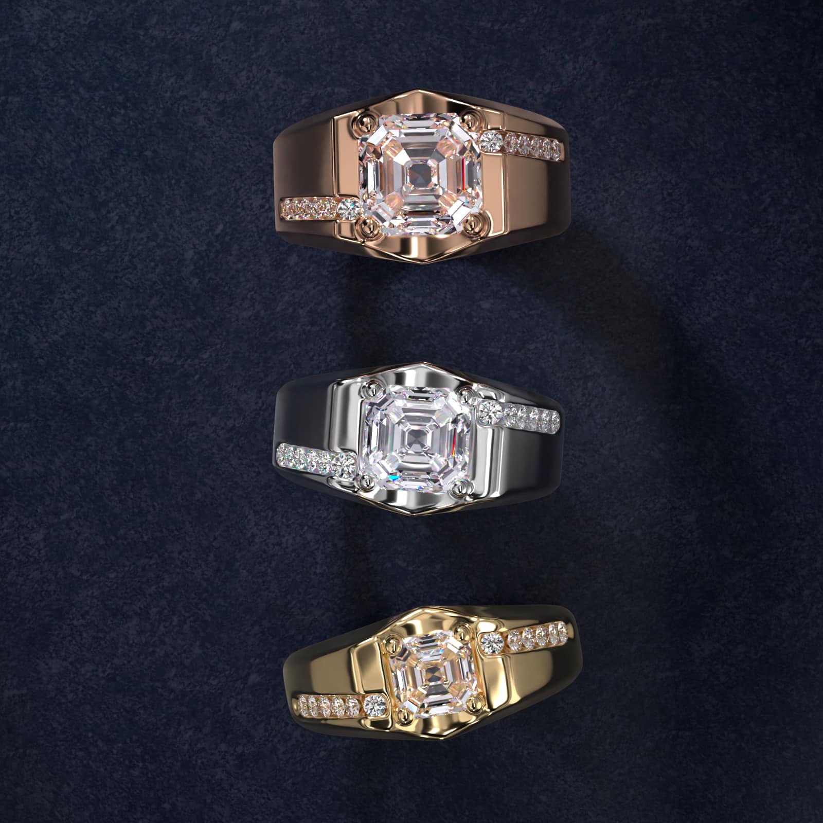Men's Bypass Channel Diamond Engagement Ring in 14k White Gold (1/4 ct. tw.) - Asscher Center