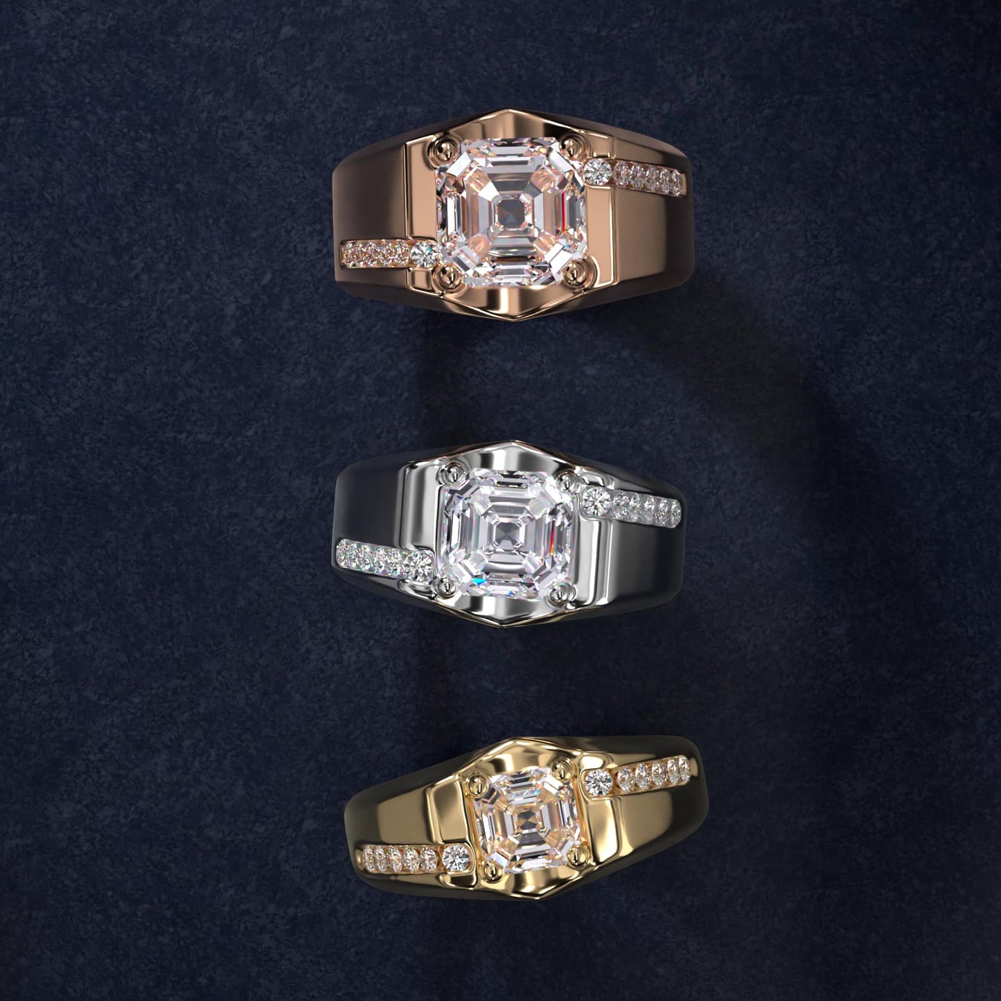 Men's Bypass Channel Diamond Engagement Ring in 18k White Gold (1/4 ct. tw.) - Asscher Center