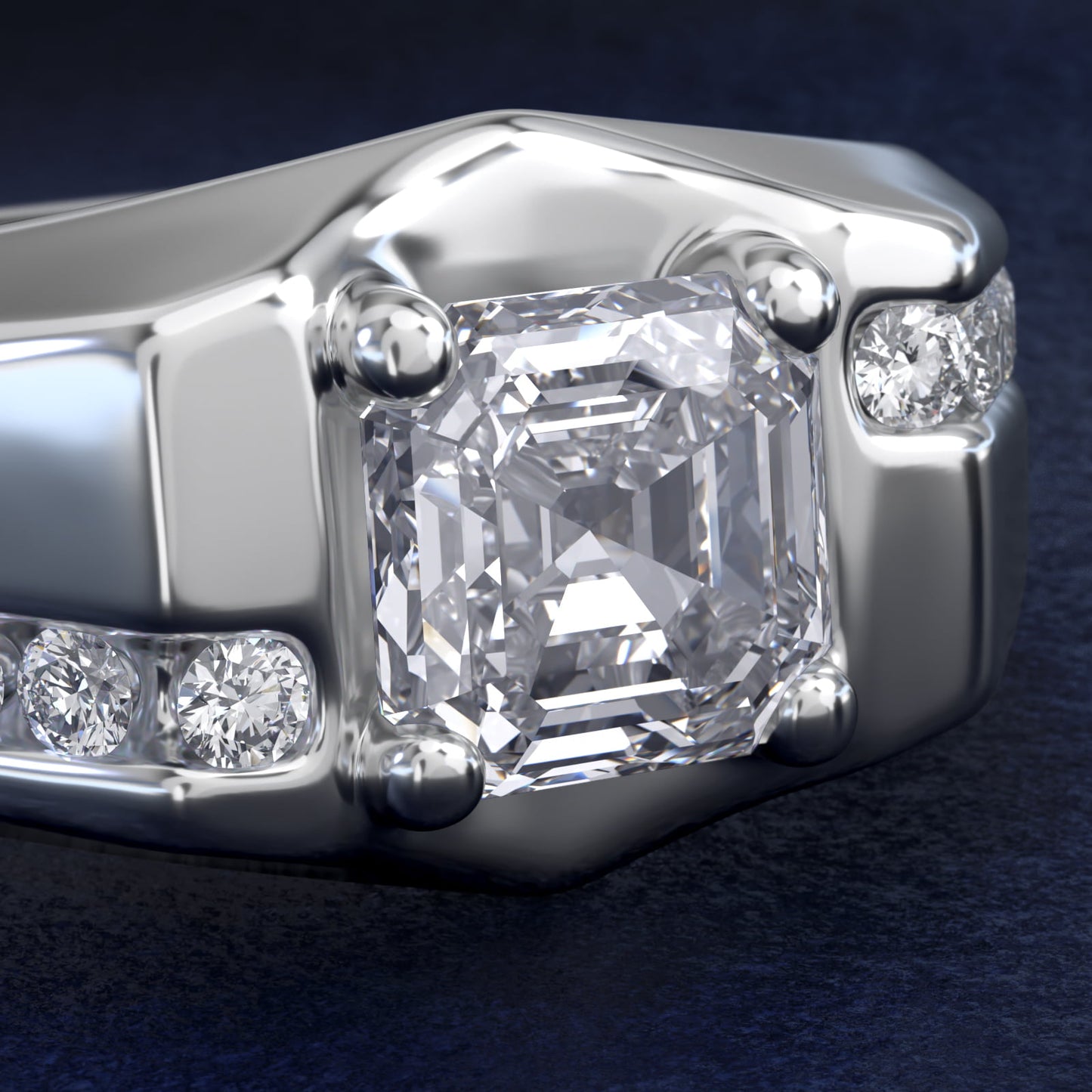Men's Bypass Channel Diamond Engagement Ring in 14k White Gold (1/4 ct. tw.) - Asscher Center