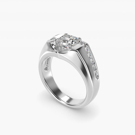 Men's Bypass Channel Diamond Engagement Ring in Platinum (1/4 ct. tw.) - Asscher Center