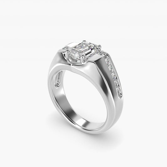 Men's Bypass Channel Diamond Engagement Ring in 14k White Gold (1/4 ct. tw.) - Emerald Center