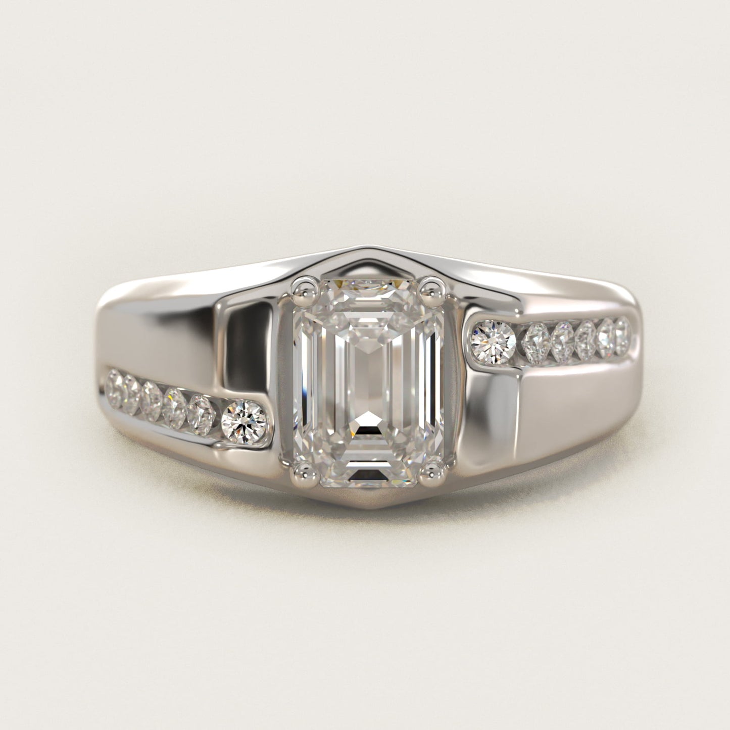 Men's Bypass Channel Diamond Engagement Ring in 18k White Gold (1/4 ct. tw.) - Emerald Center
