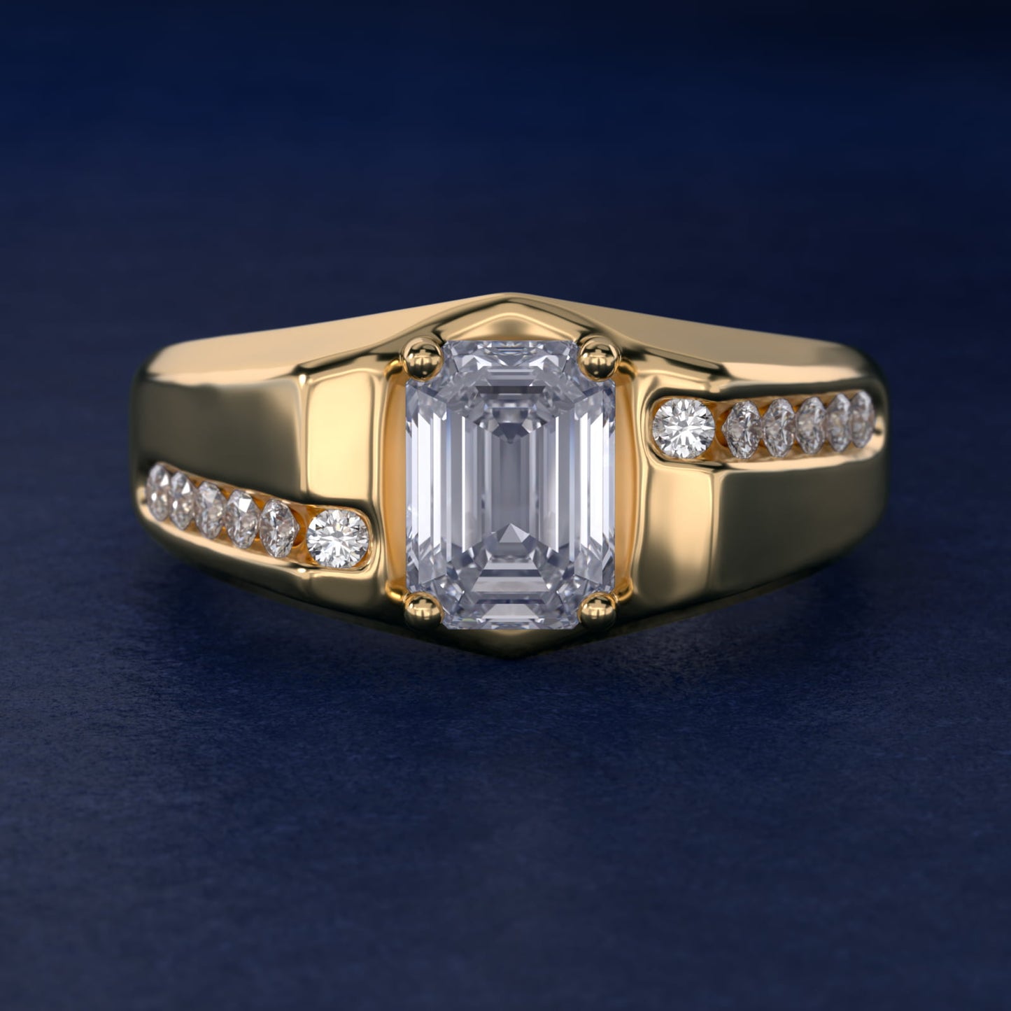Men's Bypass Channel Diamond Engagement Ring in 18k Yellow Gold (1/4 ct. tw.) - Emerald Center