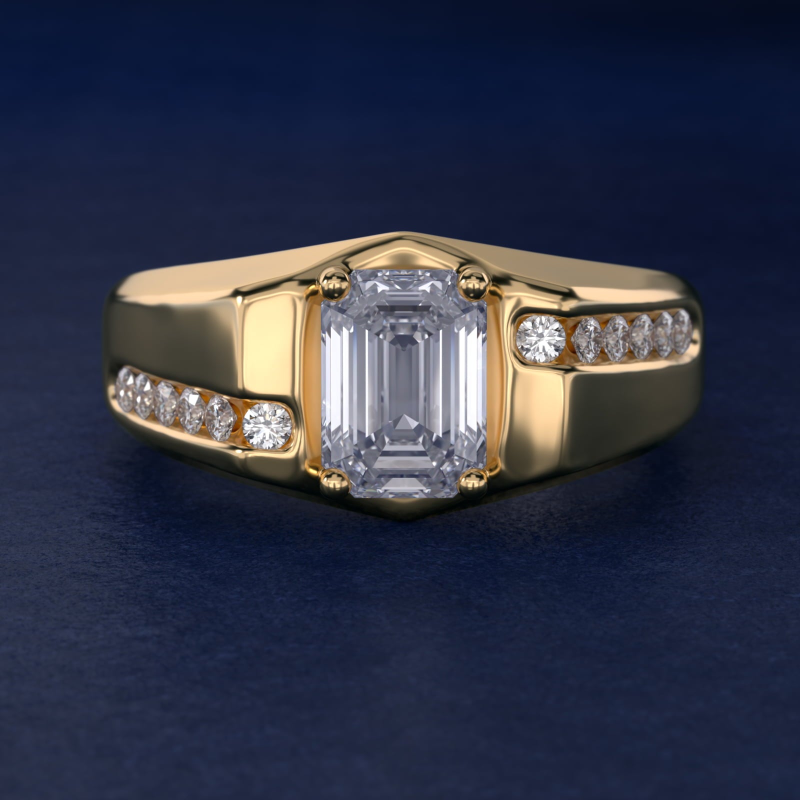 Men's Bypass Channel Diamond Engagement Ring in 18k Yellow Gold (1/4 ct. tw.) - Emerald Center