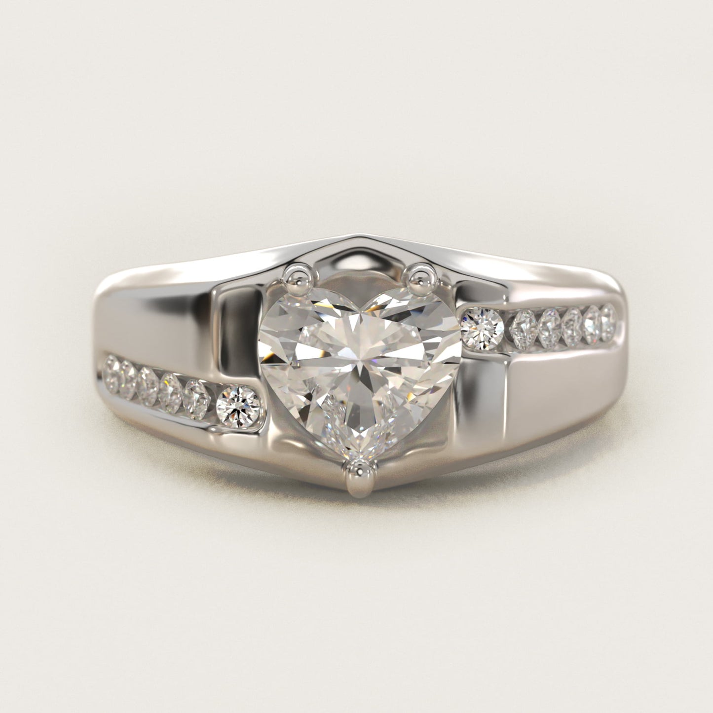 Men's Bypass Channel Diamond Engagement Ring in 14k White Gold (1/4 ct. tw.) - Heart Center
