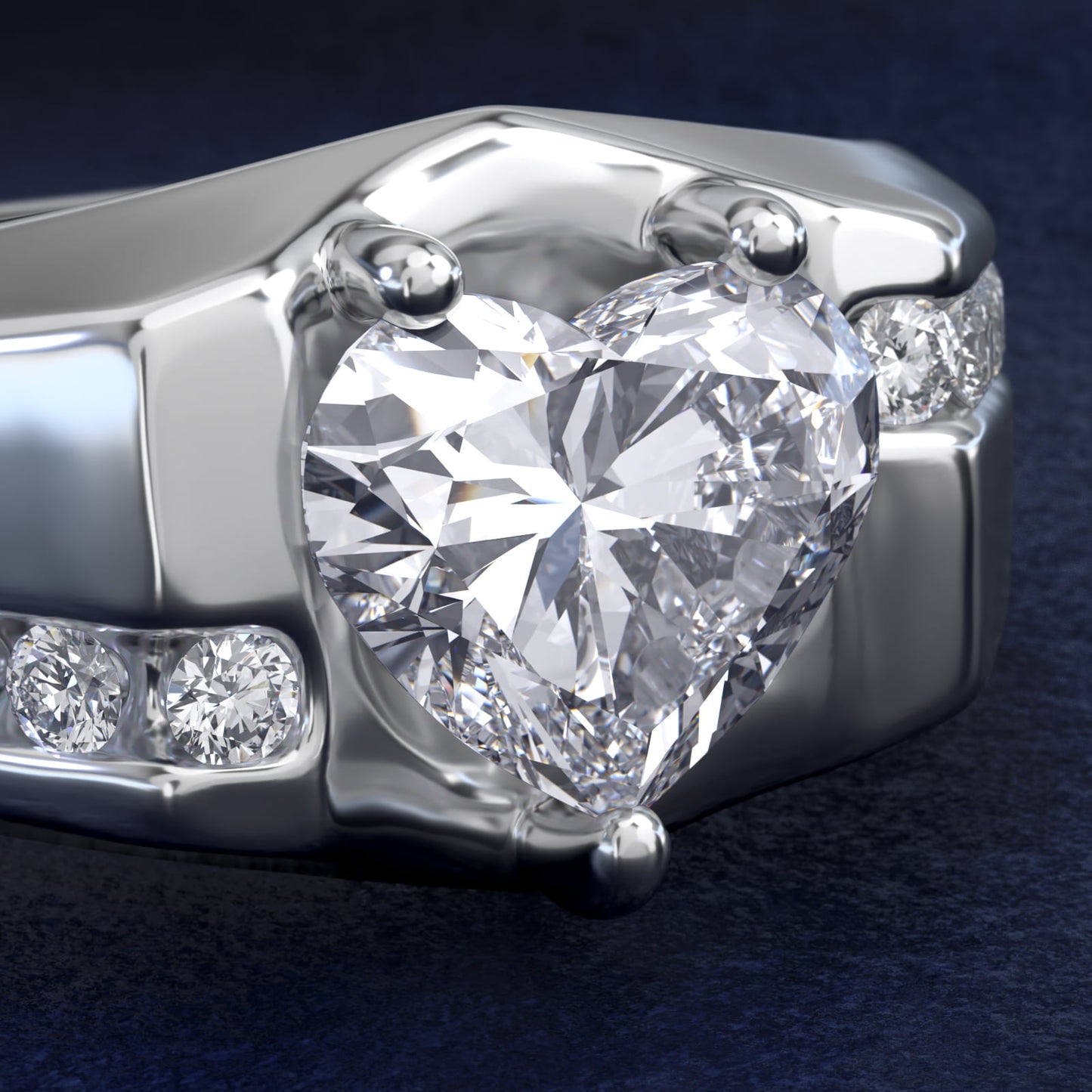 Men's Bypass Channel Diamond Engagement Ring in 14k White Gold (1/4 ct. tw.) - Heart Center