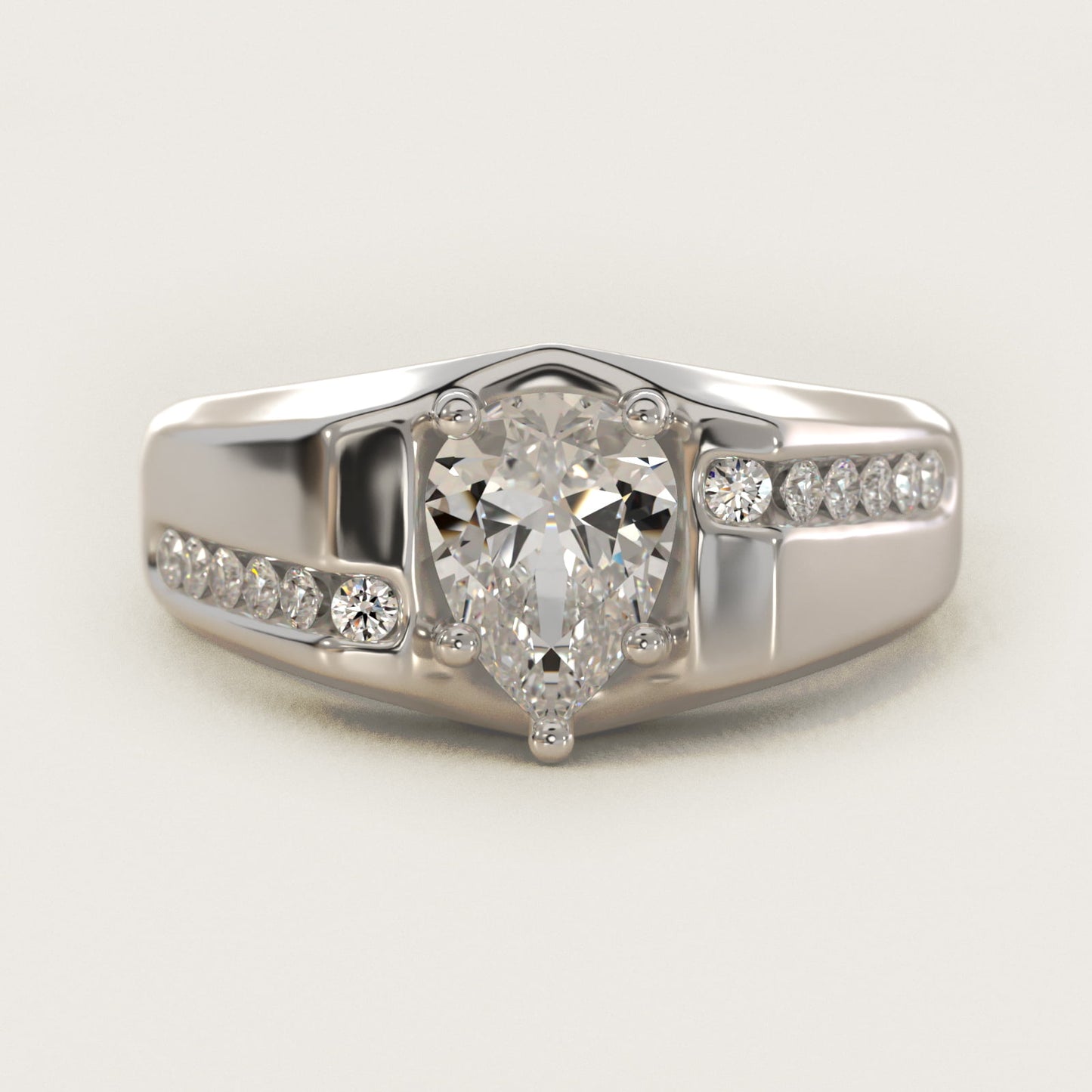 Men's Bypass Channel Diamond Engagement Ring in Platinum (1/4 ct. tw.) - Pear Center