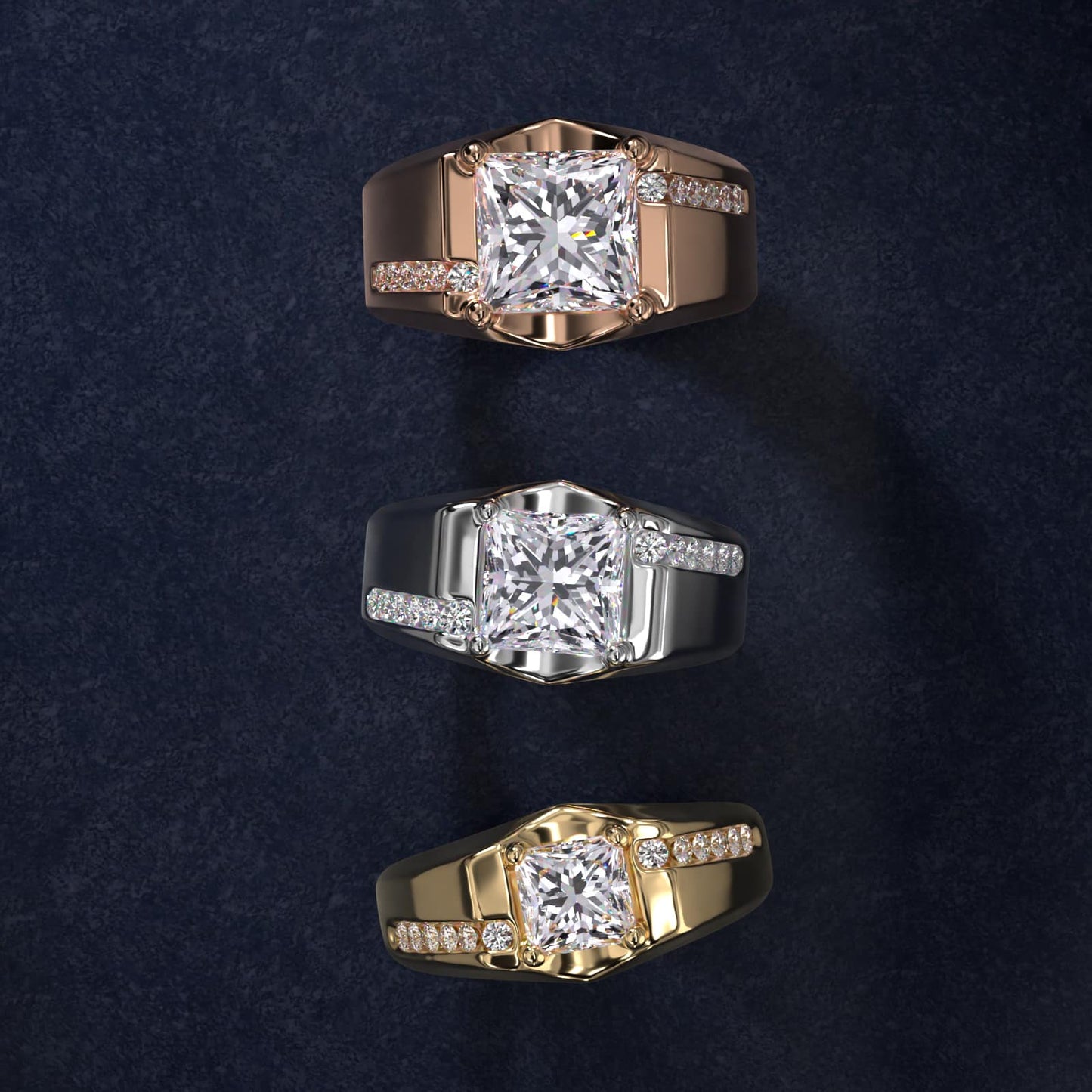 Men's Bypass Channel Diamond Engagement Ring in 14k White Gold (1/4 ct. tw.) - Princess Center