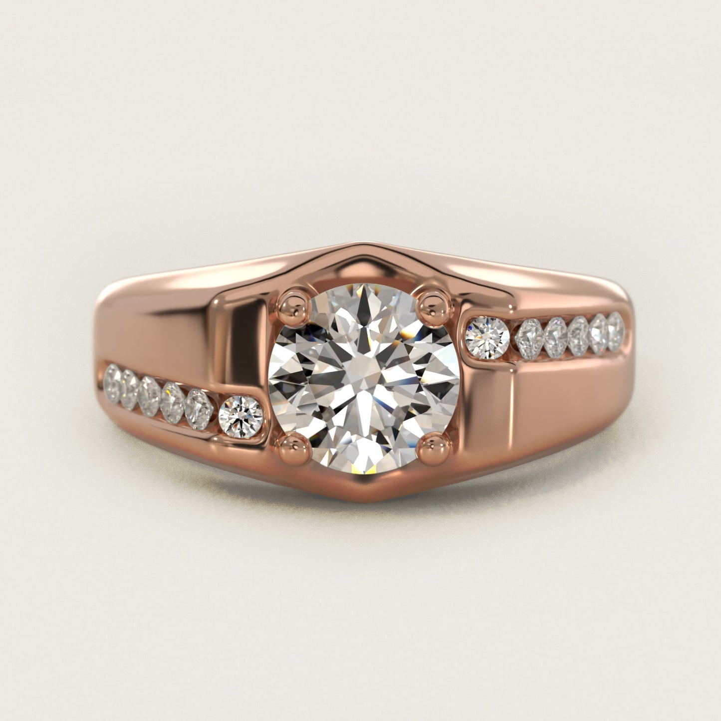 Men's Bypass Channel Diamond Engagement Ring in 14k Rose Gold (1/4 ct. tw.) - Round Center