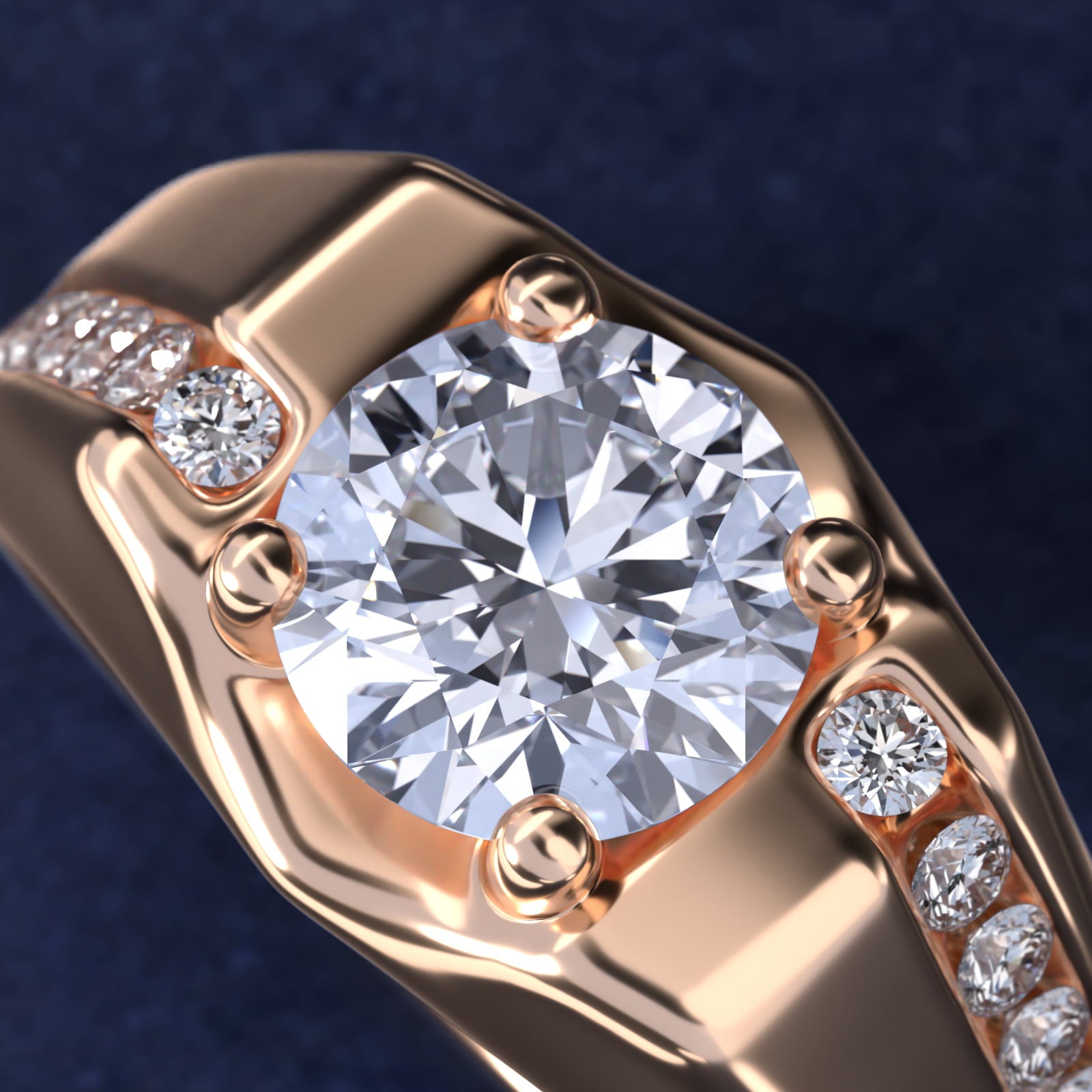 Men's Bypass Channel Diamond Engagement Ring in 14k Rose Gold (1/4 ct. tw.) - Round Center