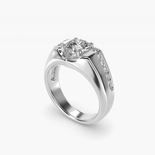 Men's Bypass Channel Diamond Engagement Ring in 14k White Gold (1/4 ct. tw.) - Round Center