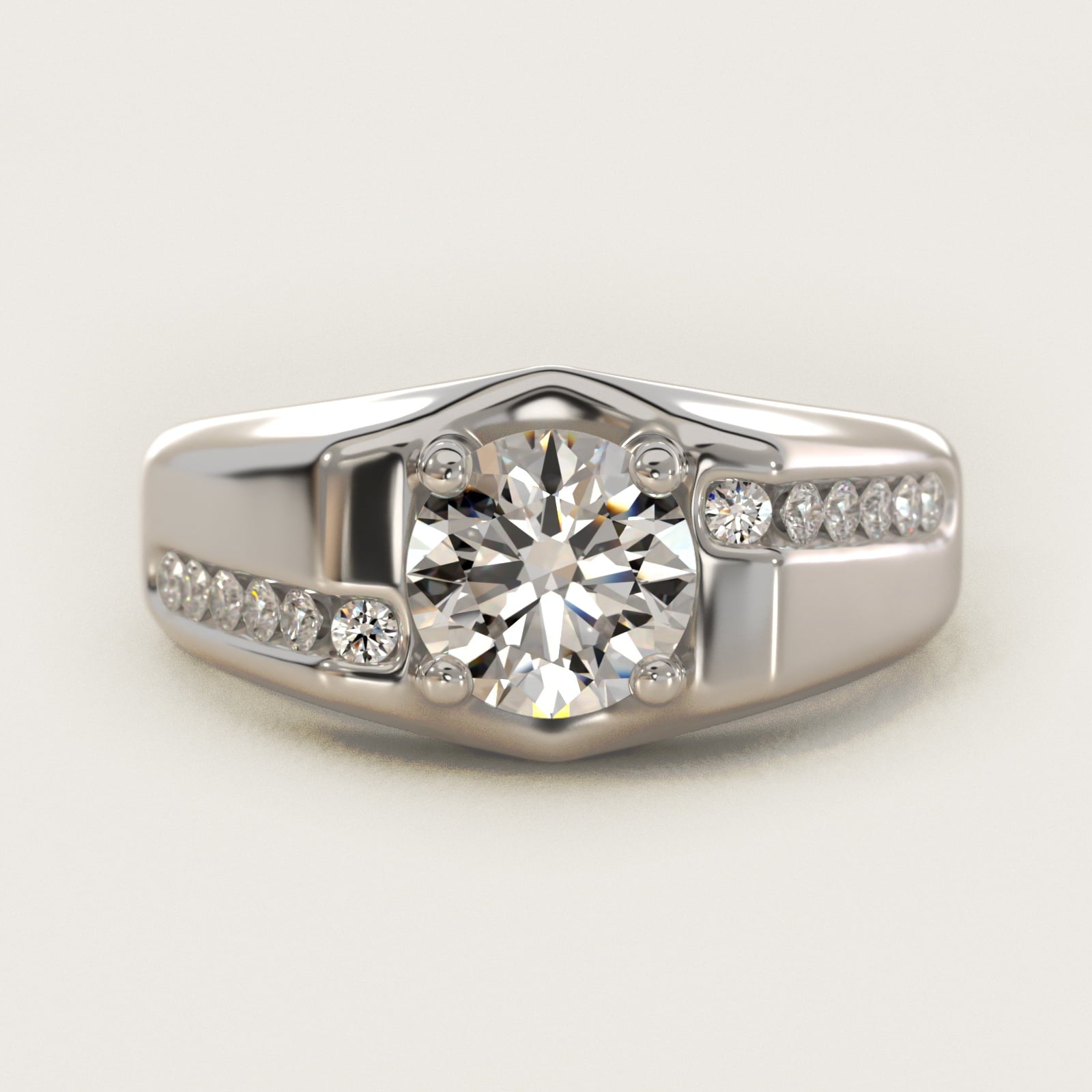 Men's Bypass Channel Diamond Engagement Ring in 14k White Gold (1/4 ct. tw.) - Round Center
