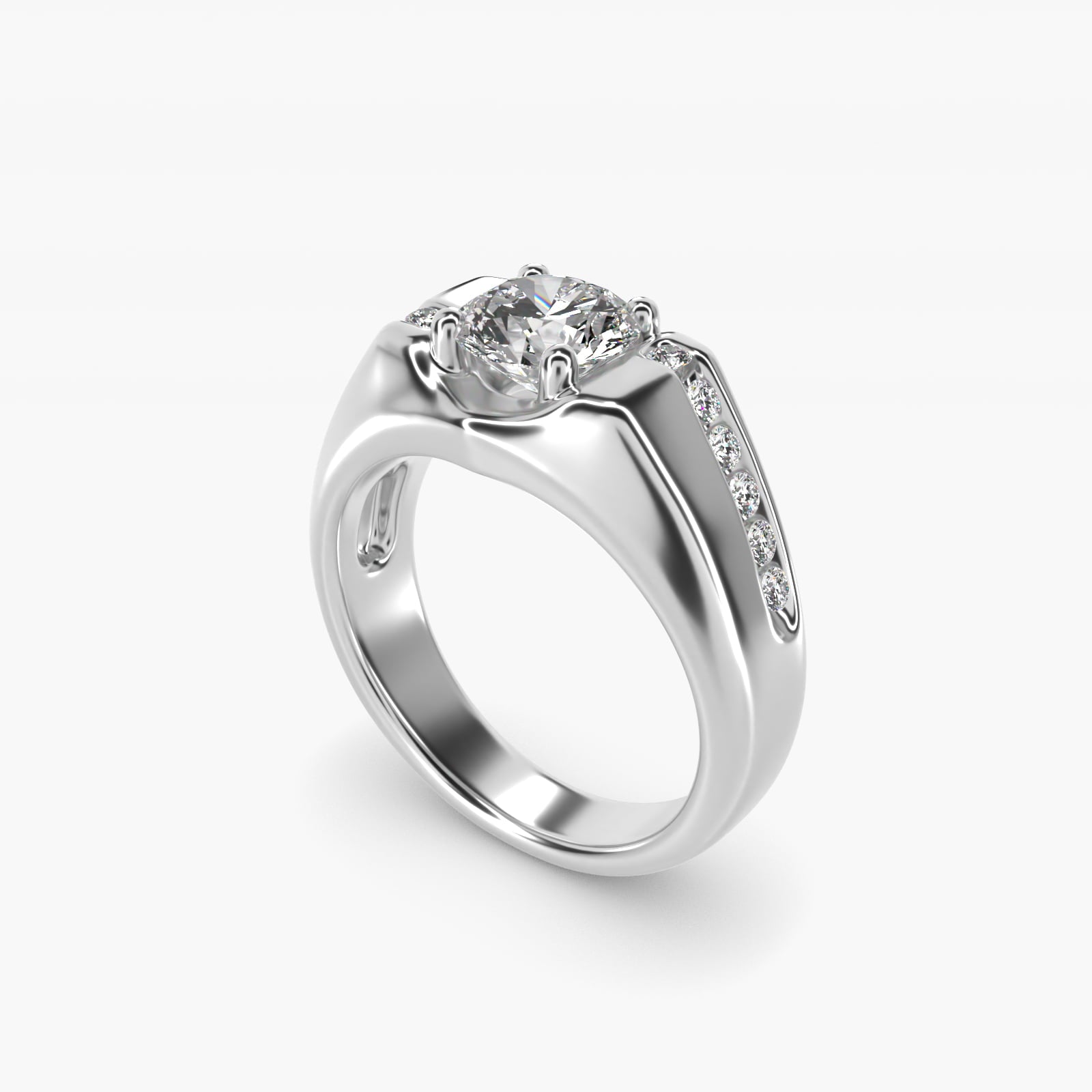 Men's Bypass Channel Diamond Engagement Ring in Platinum (1/4 ct. tw.) - Round Center