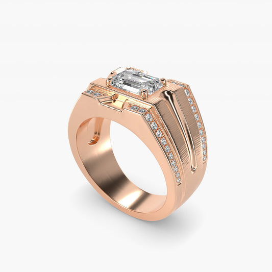 Men's Grooved Diamond Channel Engagement Ring in 14K Rose Gold (1/4 ct. tw.) - Emerald Center