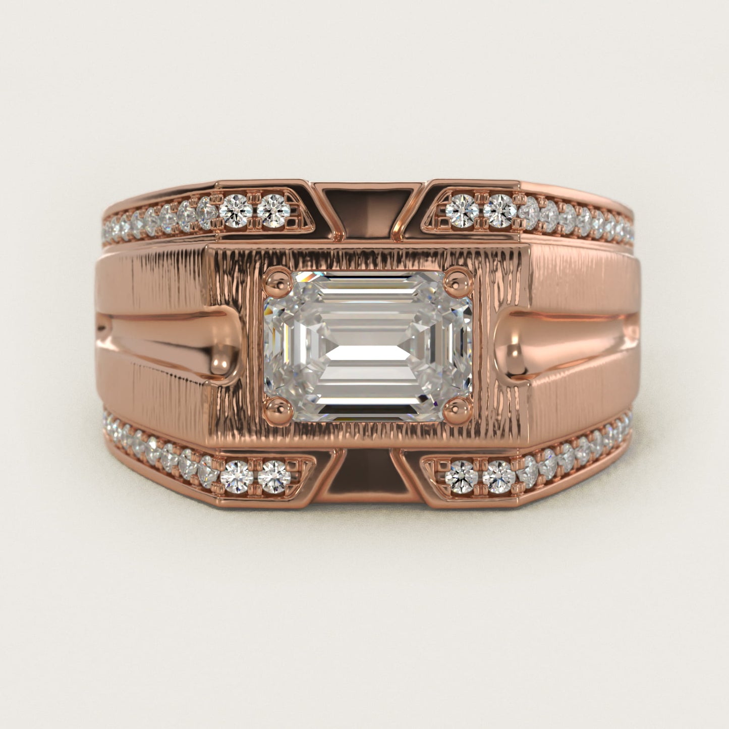 Men's Grooved Diamond Channel Engagement Ring in 14K Rose Gold (1/4 ct. tw.) - Emerald Center