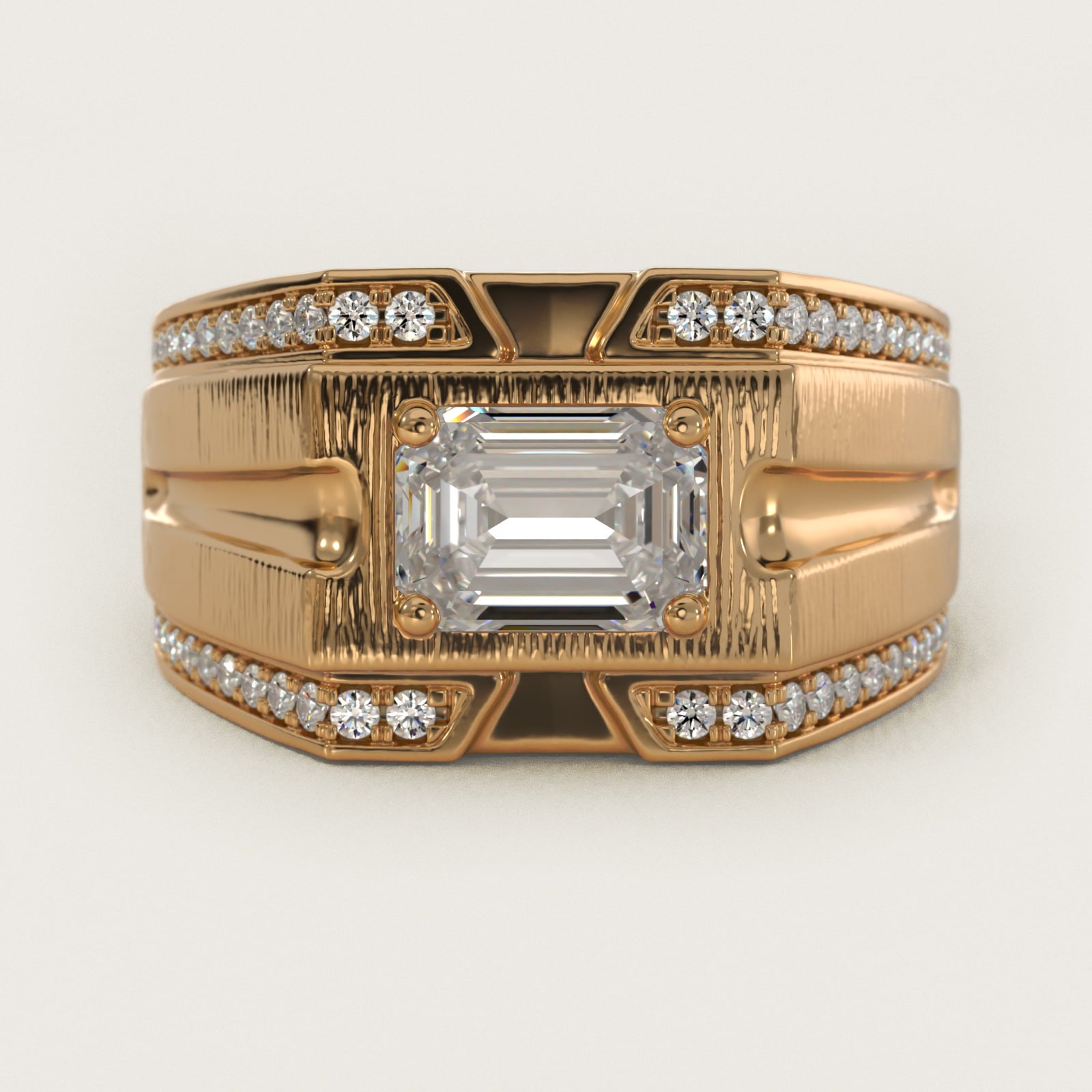 Men's Grooved Diamond Channel Engagement Ring in 14K Yellow Gold (1/4 ct. tw.) - Emerald Center