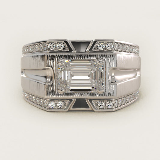 Men's Grooved Diamond Channel Engagement Ring in Platinum (1/4 ct. tw.) - Emerald Center