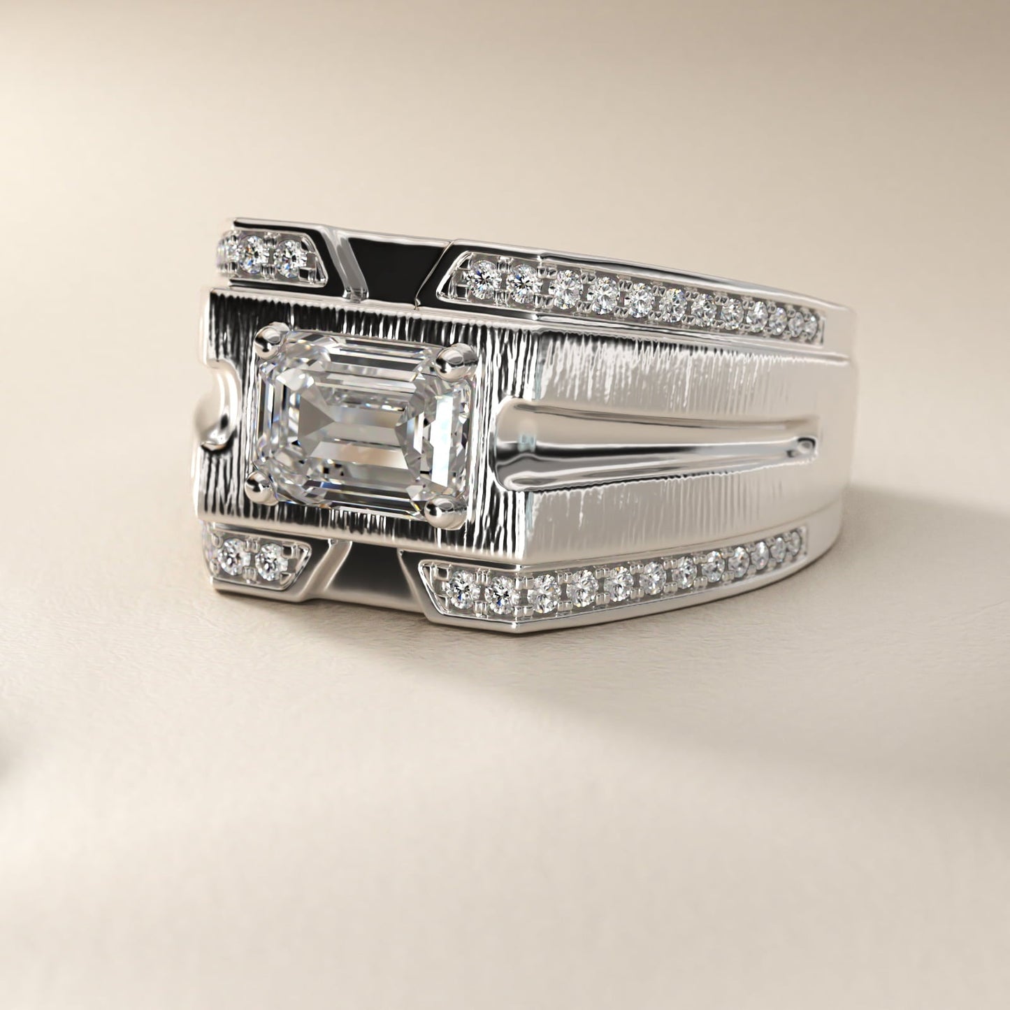 Men's Grooved Diamond Channel Engagement Ring in Platinum (1/4 ct. tw.) - Emerald Center