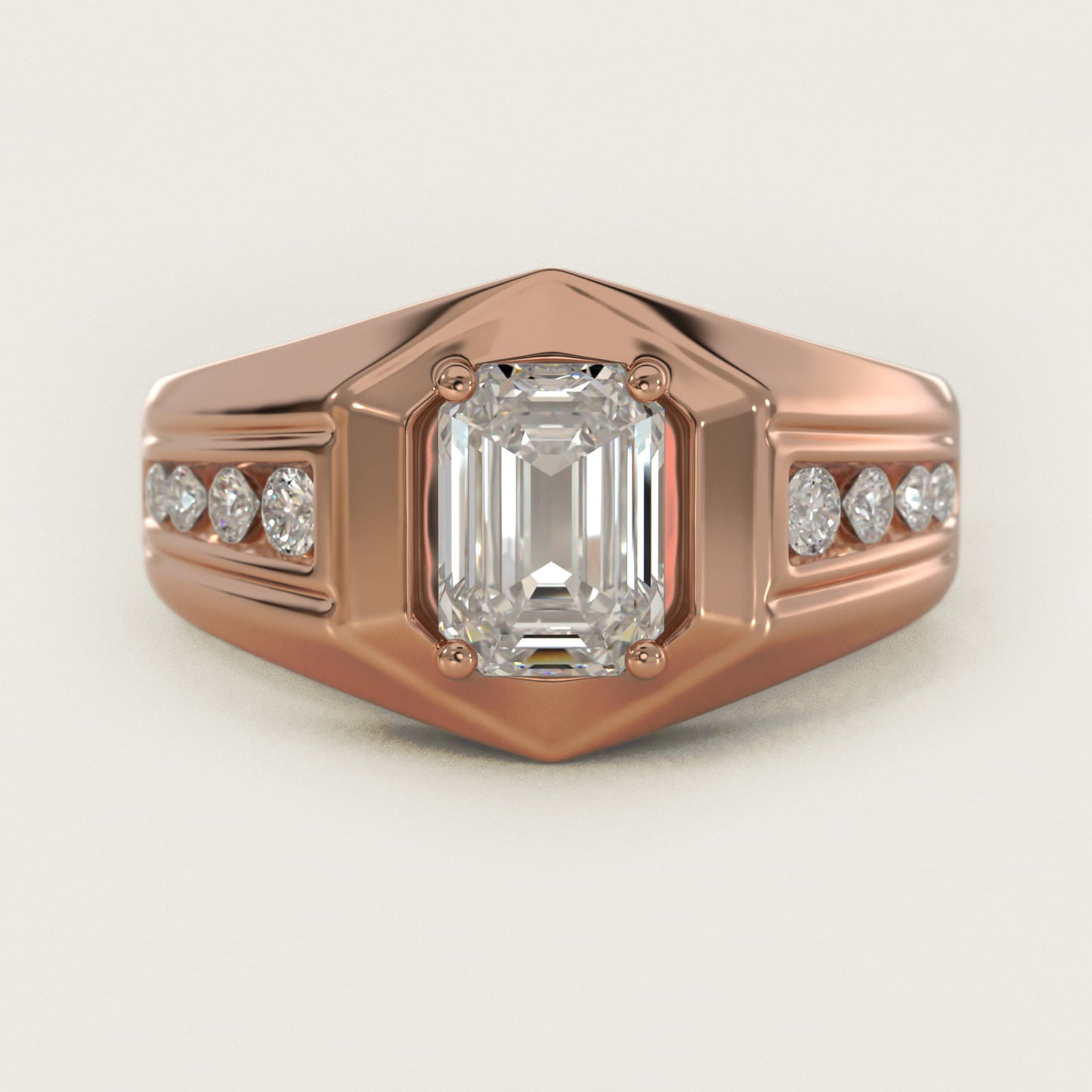 Men's Hexagon Diamond Channel Engagement Ring in 14k Rose Gold (3/8 ct. tw.) - Emerald Center