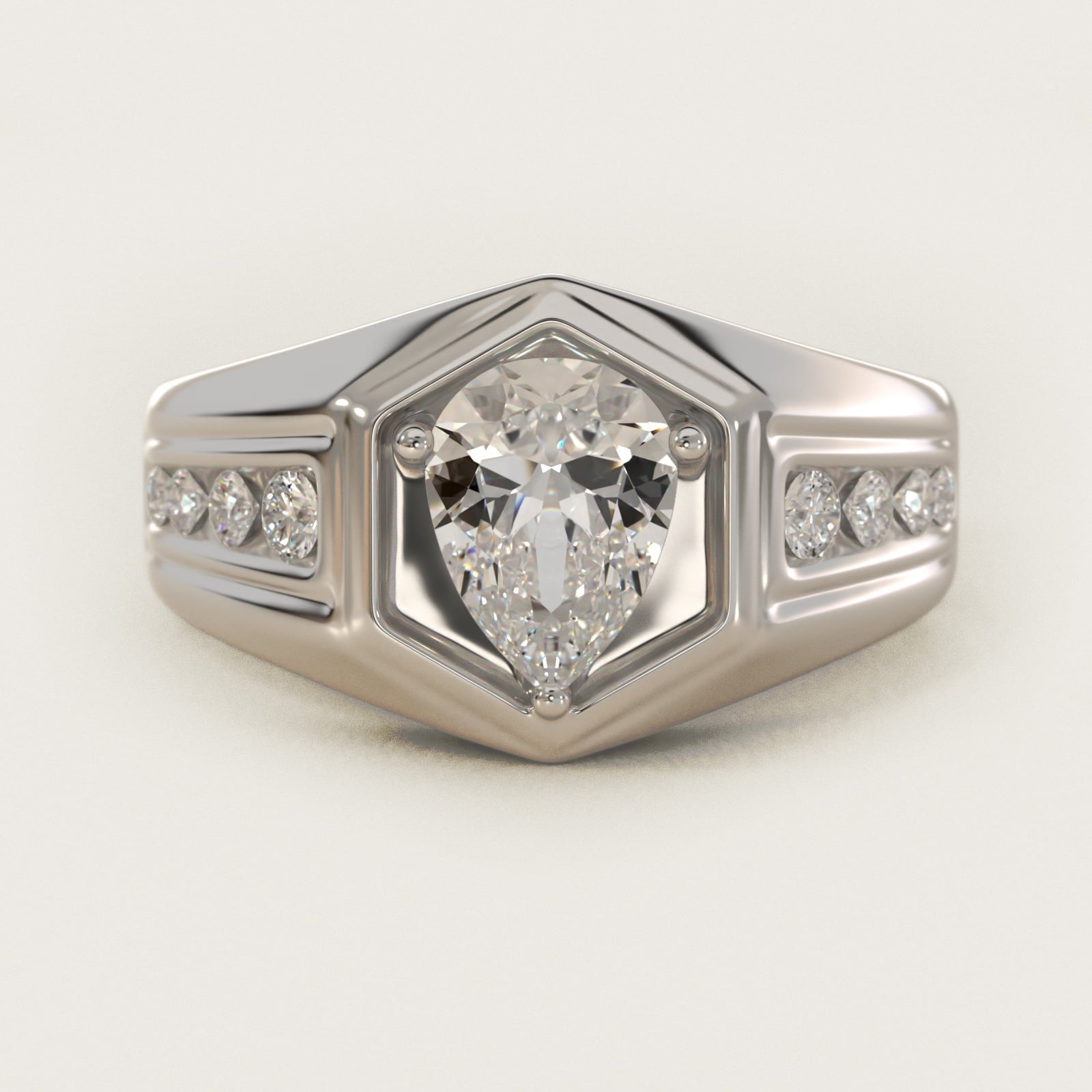 Men's Hexagon Diamond Channel Engagement Ring in Platinum (3/8 ct. tw.) - Pear Center