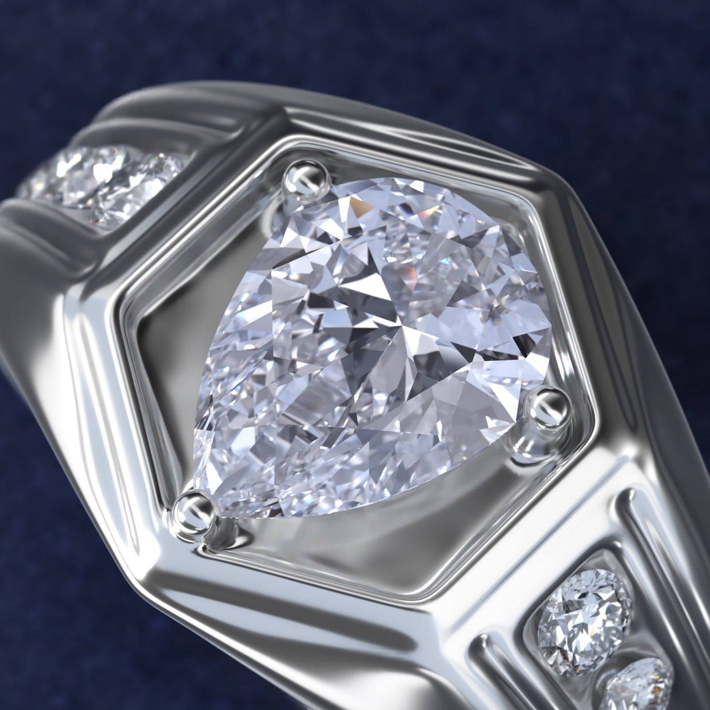 Men's Hexagon Diamond Channel Engagement Ring in Platinum (3/8 ct. tw.) - Pear Center
