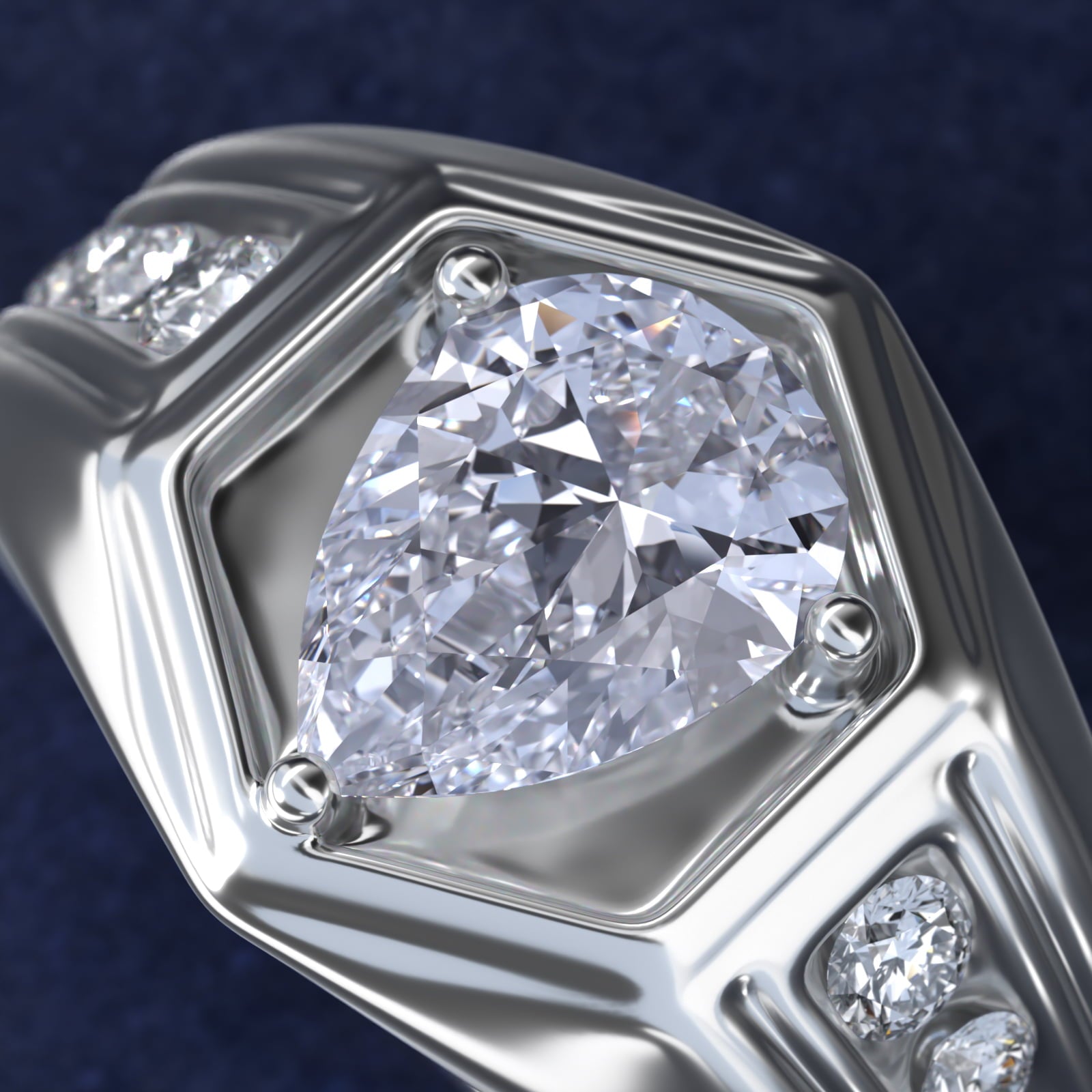 Men's Hexagon Diamond Channel Engagement Ring in Platinum (3/8 ct. tw.) - Pear Center