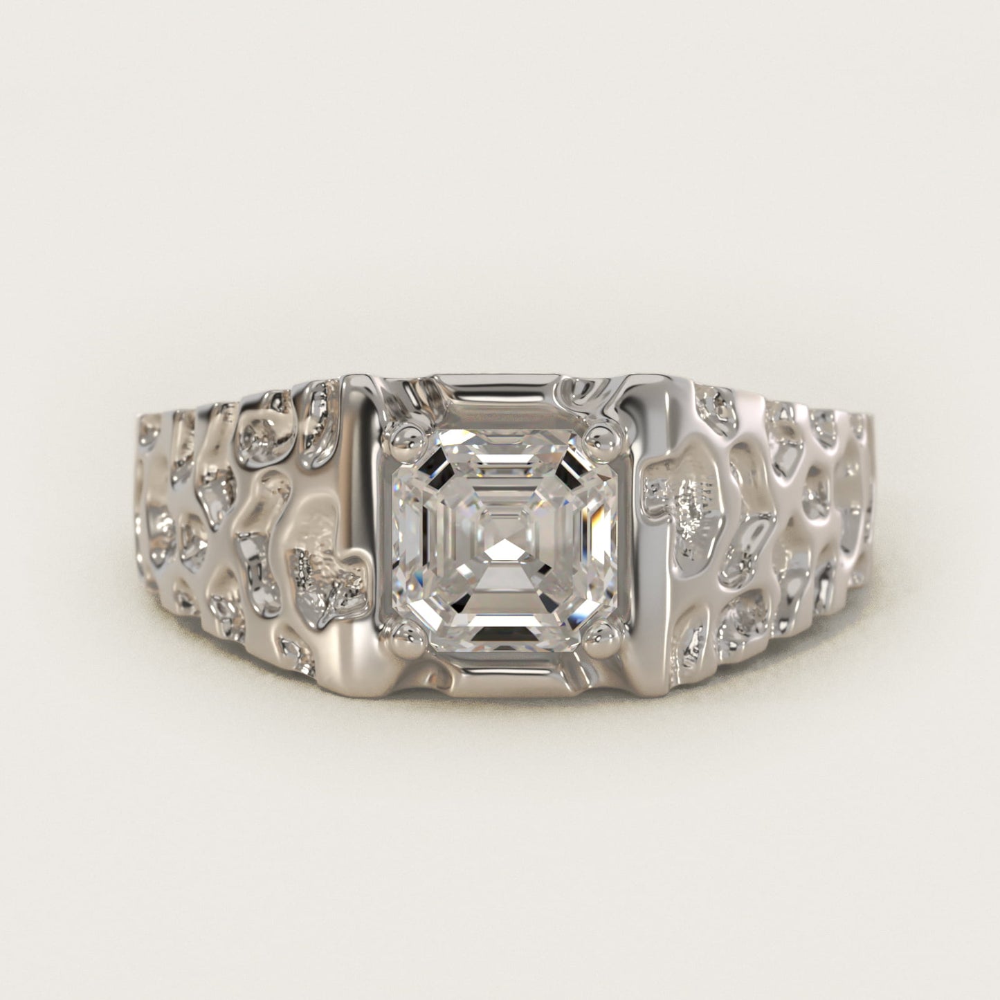 Men's Nugget Engagement Ring in Platinum - Asscher Center