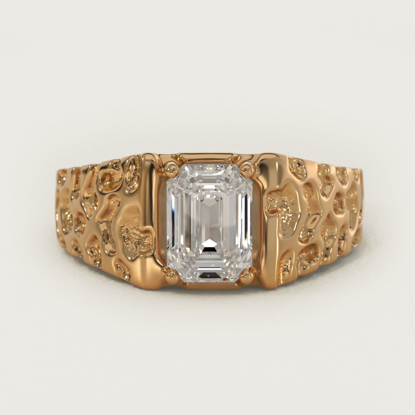 Men's Nugget Engagement Ring in 14k Yellow Gold - Emerald Center
