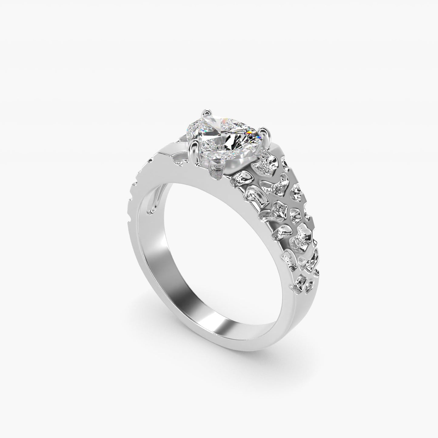 Men's Nugget Engagement Ring in Platinum - Heart Center