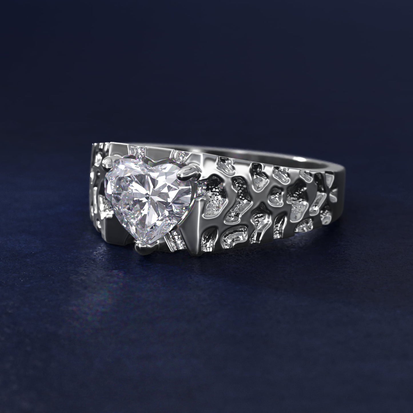 Men's Nugget Engagement Ring in Platinum - Heart Center