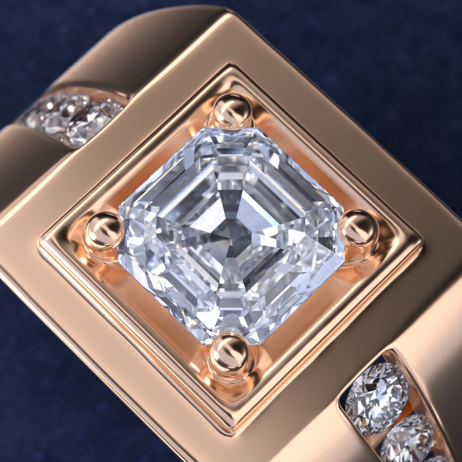 Men's Round Diamond Channel Engagement Ring in 14k Rose Gold (1/3 ct. tw.) - Asscher Center