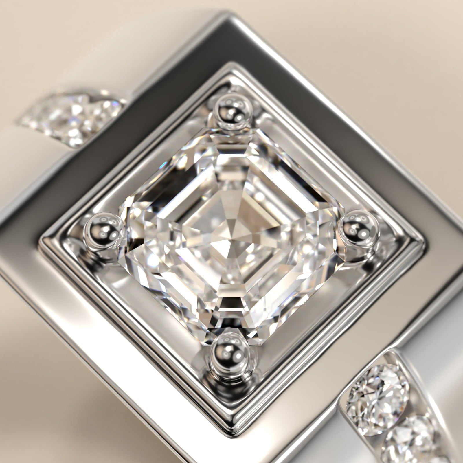 Men's Round Diamond Channel Engagement Ring in Platinum (1/3 ct. tw.) - Asscher Center